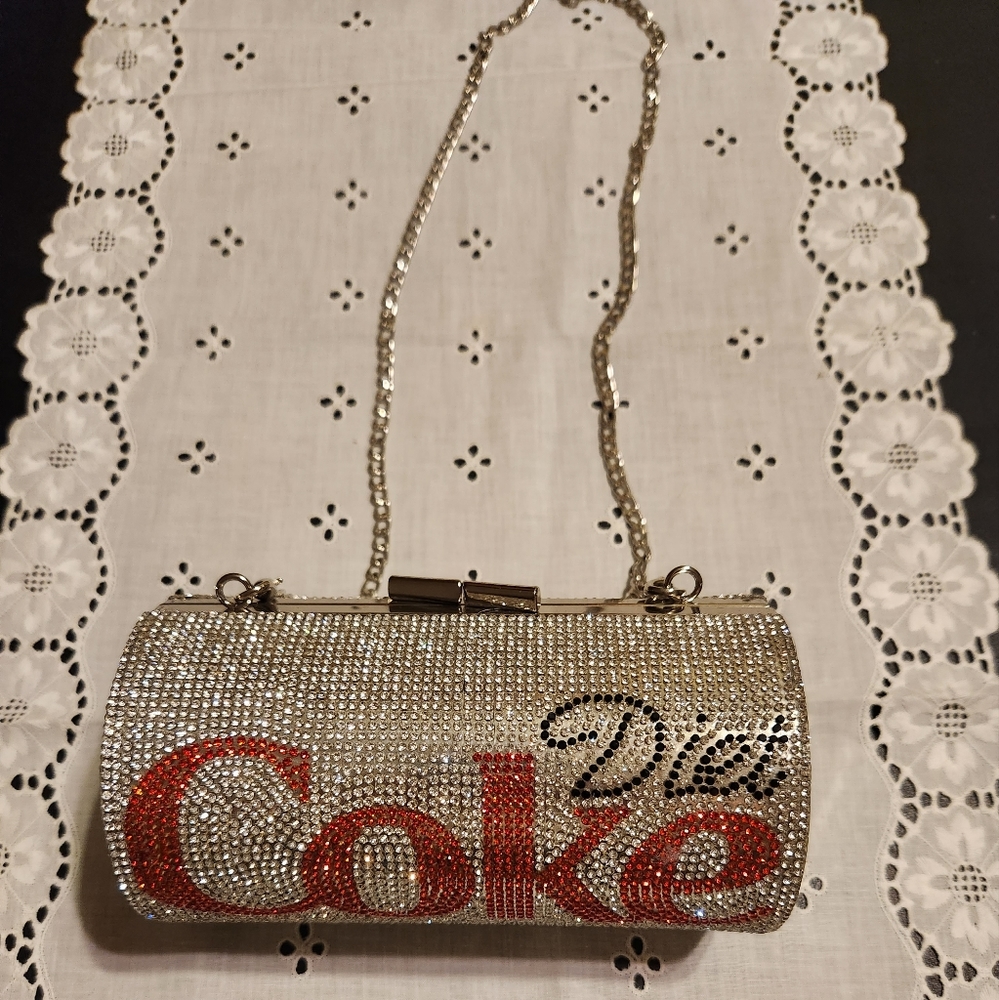 Silver rhinestone Diet Coke small purse